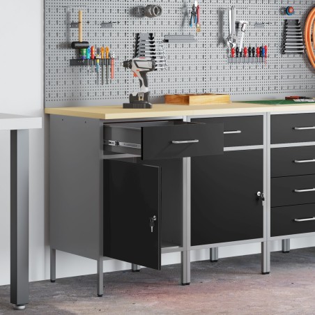 vidaXL Set mit 2 Stühlen aus schwarzem Stahl, mittelgroß, höhenverstellbar