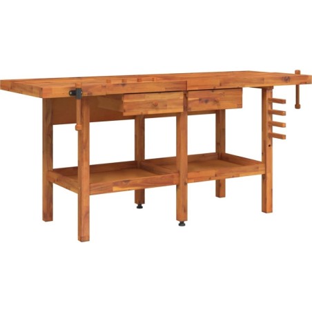 vidaXL vidaXL Arbeitstisch mit Schubladen und Schraubstöcken, 192 x 62 x 83 cm, Akazienholz