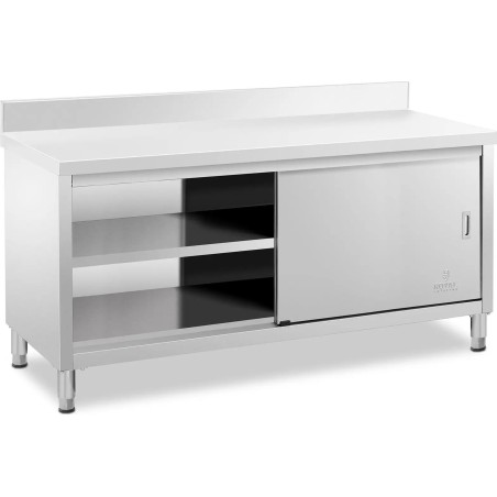 Royal Catering Wand-Arbeitstisch mit Unterschrank und Schiebetür 180 x 60 cm Wand-Arbeitstisch mit Unterschrank und