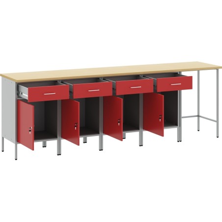 vidaXL Set mit 5 Stühlen, rot, Stahl, groß, höhenverstellbar