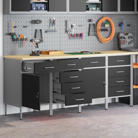 vidaXL   4er-Set, schwarz, Stahl, mittelgroß, höhenverstellbar