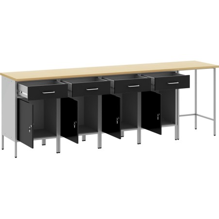 vidaXL Set 5 Schwarz, Stahlgrau, Holzwerkstoff Groß