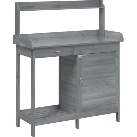 vidaXL Pflanztisch mit Schrank, grau, 110,5 x 45 x 124,5 cm