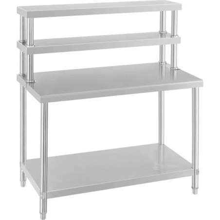 Royal Catering Edelstahl-Gastronomie-Arbeitstisch mit Aufsatz, 120 x 60 cm