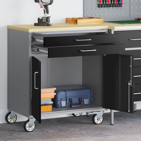 vidaXL Werkzeugschrank, schwarz, Stahl, 75 x 45 x 85 cm