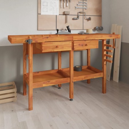 vidaXL vidaXL Arbeitstisch mit Schubladen und Schraubstöcken, 162 x 62 x 83 cm, Akazie