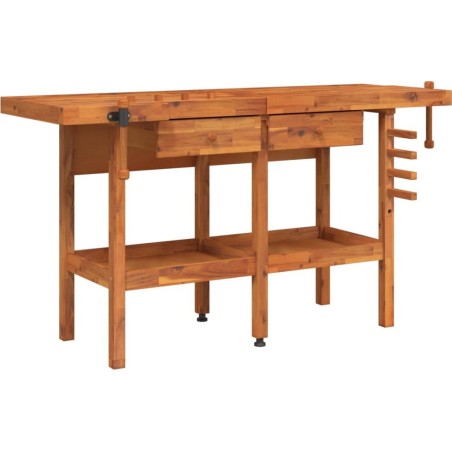 vidaXL vidaXL Arbeitstisch mit Schubladen und Schraubstöcken, 162 x 62 x 83 cm, Akazie