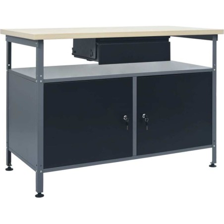 vidaXL Arbeitstisch, schwarz, 120 x 60 x 85 cm, Stahl
