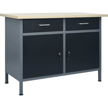 vidaXL Arbeitstisch, schwarz, 120 x 60 x 85 cm, Stahl