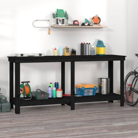vidaXL vidaXL Arbeitstisch, schwarz, 180 x 50 x 80 cm, massives Kiefernholz