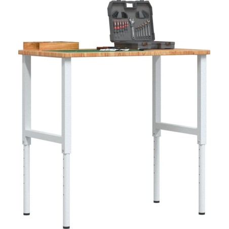 vidaXL vidaXL Arbeitstisch, hellbraun, 100 x 60 x (71,5–98) cm, Eichenholz