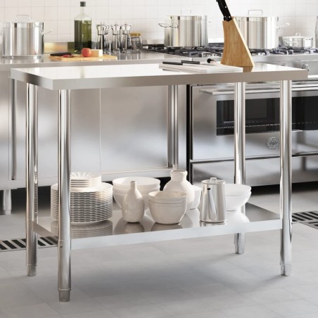 vidaXL Küchentisch, 110 x 55 x 85 cm, Edelstahl