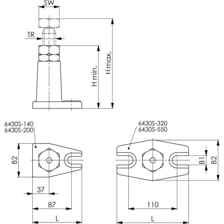 AMF Schraubstütze, Größe 200, 140–200 mm, AMF