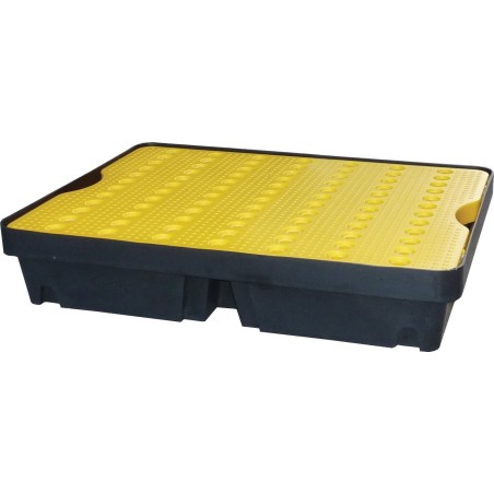 Topserw Auffangwanne mit gelbem Gitterrost, Fassungsvermögen 40 l, Maße 800 x 600 x 155 mm