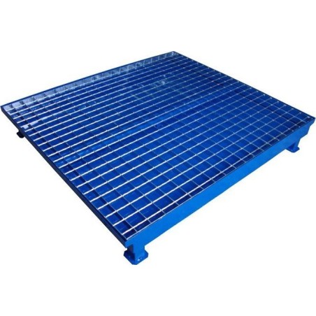 WiZ Stahl-Auffangwanne mit Gitterrost, Fassungsvermögen 150 l, Abmessungen 1150 x 1300 x 200 mm