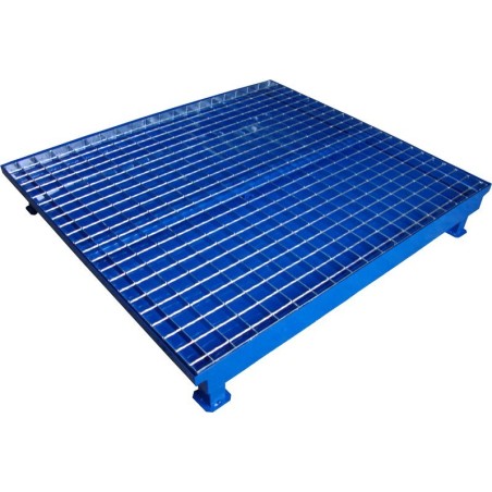 WiZ Stahlauffangwanne mit Gitterrost für 4 Fässer mit einem Fassungsvermögen von 140 l, Abmessungen 1200 x 1200 x 200 mm