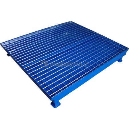 WiZ Stahlauffangwanne mit Gitterrost für 4 Fässer mit einem Fassungsvermögen von 140 l, Abmessungen 1200 x 1200 x 200 mm