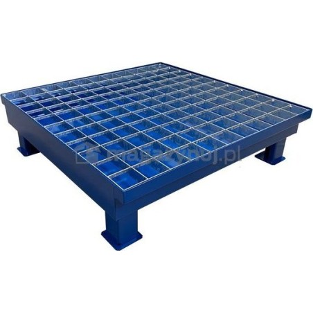 WiZ Stahl-Auffangwanne mit Gitterrost, Fassungsvermögen 50 l, Maße 740 x 740 x 200 mm