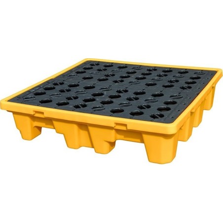 Dedra Auffangwanne mit Gitterrost für 4 Fässer, Fassungsvermögen 200 l, Maße 1300 x 1300 x 300