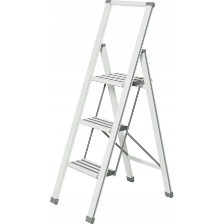 WENKO Aluminiumleiter, 3-stufig – Farbe: Weiß, WENKO