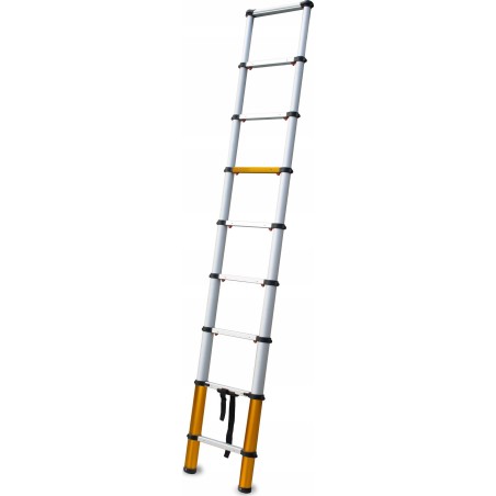AWTools DRABEST Aluminium-Teleskopleiter, 9 Sprossen, 2,6 m, max. 150 kg