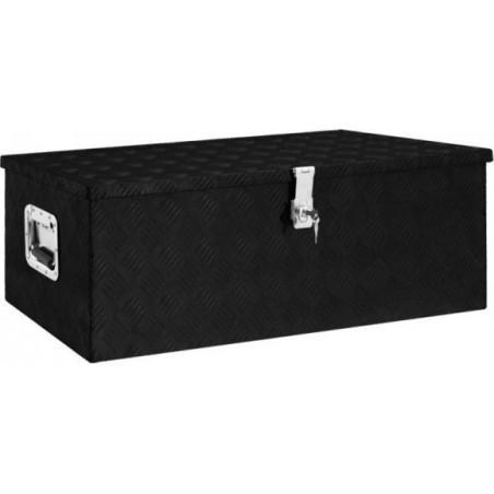 vidaXL Aufbewahrungskiste, schwarz, 90 x 47 x 33,5 cm, Aluminium