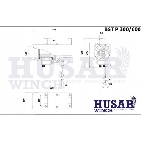 Husar Elektrische Seilwinde BST P 300/600 kg mit Funkfernbedienung