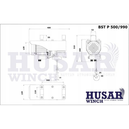 Husar Elektrische Seilwinde BST P 500/900 kg