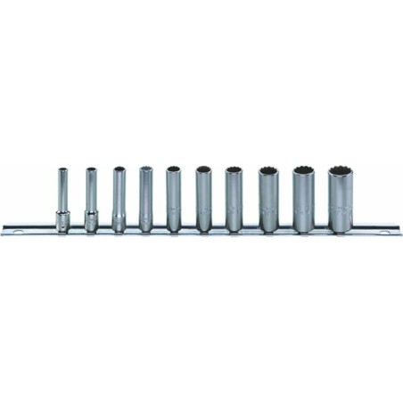Stahlwille-Werkzeugset 1/4"-Steckschlüsseleinsatz-Set 40aDL auf einer STAHLWILLE-Leiste