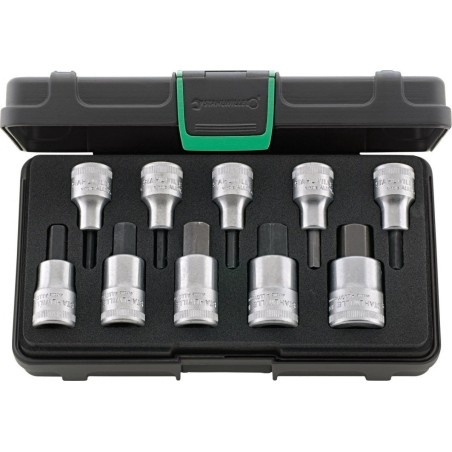 Werkzeugsatz von Stahlwille: 1/2"-INHEX-Werkzeugsatz, 4–19 mm, 10-teilig, im ABS-Koffer von STAHLWILLE