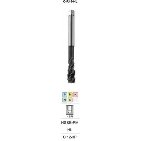 Fanar Gewindebohrer M24 DIN-376C R45 (6XH) HSSE-PM HL MASTERTAP