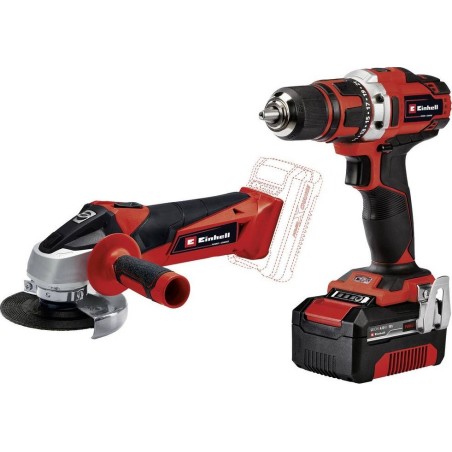 Einhell-Werkzeugset Einhell Tool Set TE-TK 18/2 Li Kit (rot/schwarz, Akku-Bohrschrauber und Akku-Winkelschleifer, Li-Ion
