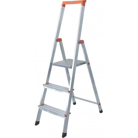 Krause Solidy Einseitige freistehende Aluminiumleiter, 3-stufig (126214)