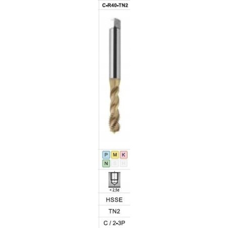 Fanar Gewindebohrer M10x1,25 DIN-371C R40 (6H) HSSE TIN 800X