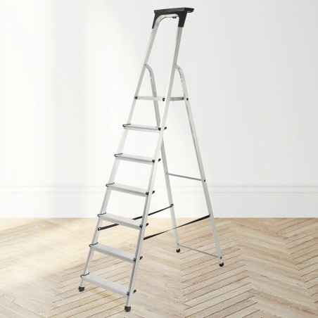 Kadax KADAX Aluminium-Haushaltsleiter mit 7 Sprossen + Haken