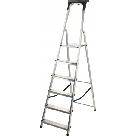 Kadax KADAX Aluminium-Haushaltsleiter, 6 Sprossen + Haken