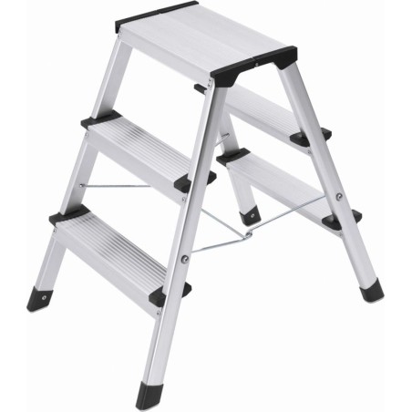 Hailo Freistehende doppelseitige Aluminiumleiter mit 3 Sprossen (L90 Step-ke)