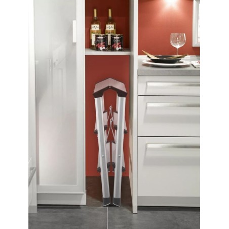 Hailo Freistehende doppelseitige Aluminiumleiter mit 3 Sprossen (L90 Step-ke)