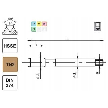 Fanar Gewindebohrer M18x1,5 DIN-374C R40 (6H) HSSE TIN 800X