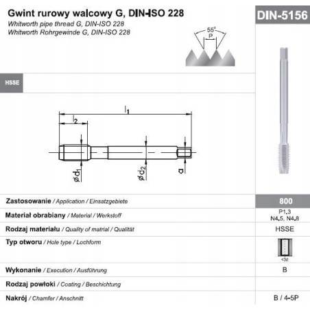 Fanar Gewindebohrer G 3/4" DIN-5156B HSSE 800 - D2-111101-3135