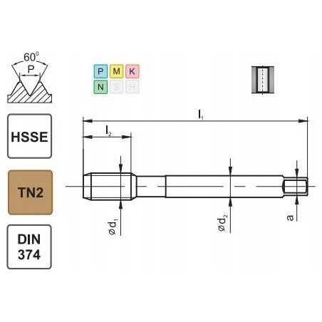 Fanar Gewindebohrer M20x1,5 DIN-374B (6H) HSSE TIN 800x