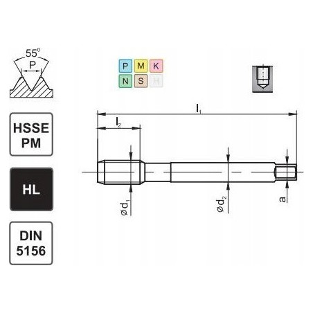 Fanar Gewindebohrer G 1/8 DIN-5156C R45 HSSE-PM HL MASTERTAP