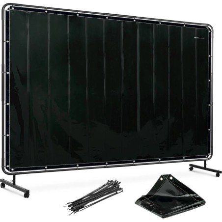 Stamos Germany Schweißschutzvorhang mit Rollgestell 240 x 180 cm – schwarz Schweißschutzvorhang mit Rollgestell
