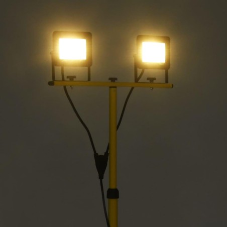 vidaXL LED-Scheinwerfer mit Ständer, 2×50 W, warmweißes Licht