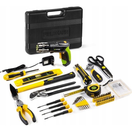 Fieldmann-Werkzeugset Werkzeugset mit Akku-Schrauber FIELDMANN FDG 5018-108AR, 108-teilig + FDS 10102-A