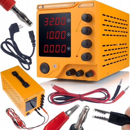 Labor-Netzteil AmpRush RARES-3210 32 V, 10 A + 2-in-1-Heißluft-Lötstation Orange Husky OH660 Serie Electric S + Flussmittel R