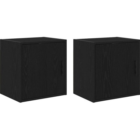 Wandschränke für die Garage, 2 Stück, schwarzes Leimholz