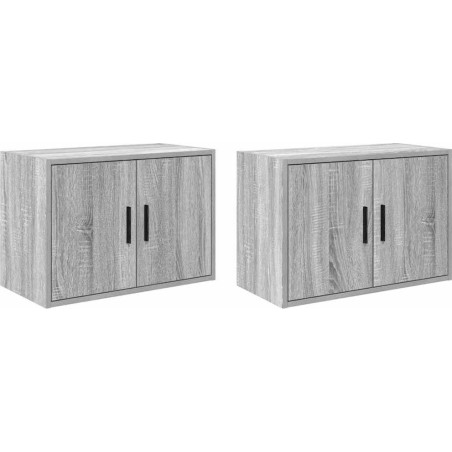 Wandschränke für die Garage, 2 Stück, Grau Sonoma, Leimholz