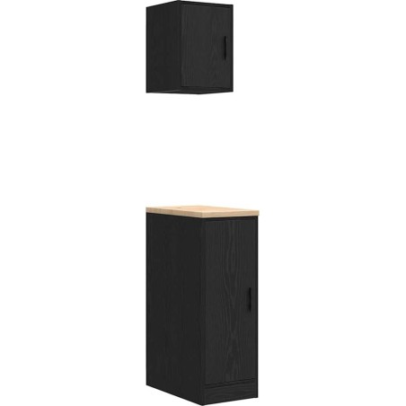 Garagenschränke, 2 Stück, schwarzes Leimholz