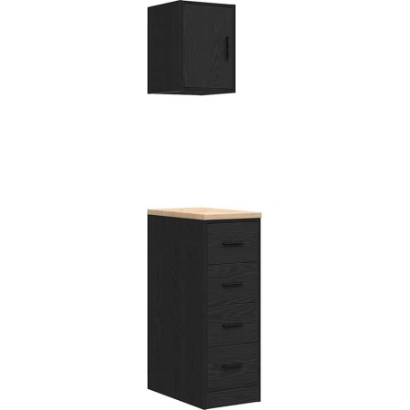 Garagenschränke, 2 Stück, schwarzes Leimholz